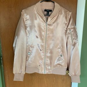Pink bomber puffer jacket